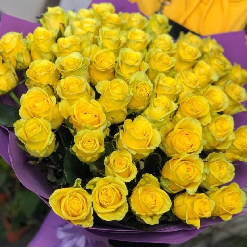 Букет из 51 желтой розы 80 см